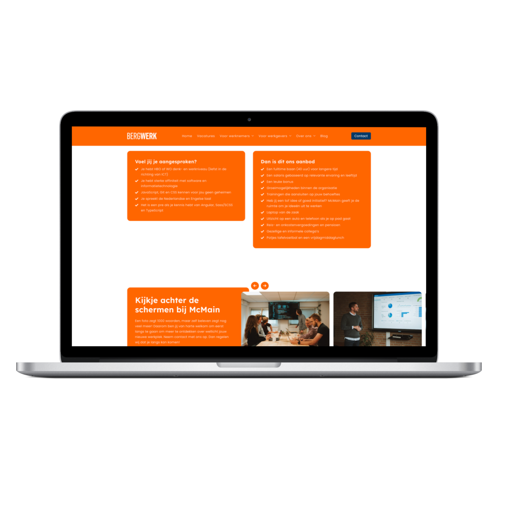 BergWerk nieuwe website McMain vacature - mockup