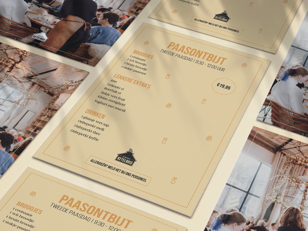 Paasontbijt menukaart centraal ketelhuis amersfoort ontworpen design studio knallr