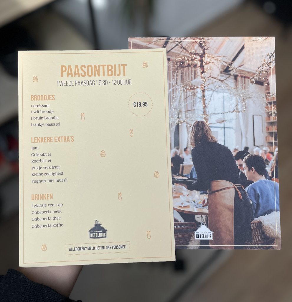paasbrunch menukaart 2023 design studio knallr