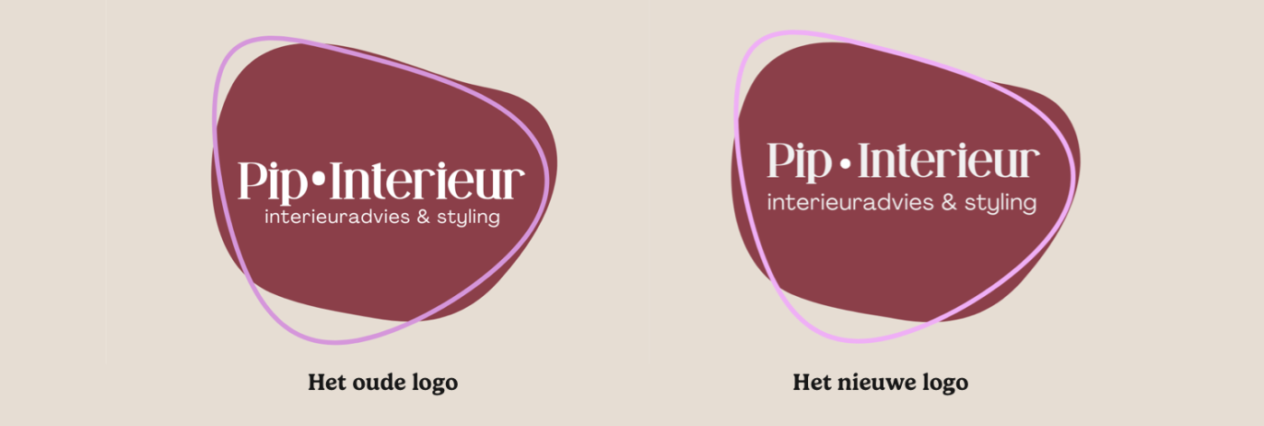 het oude en het nieuwe logo branding voor pip interieur harderwijk