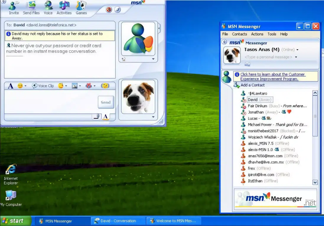 vergeten en oude social media app - MSN messenger