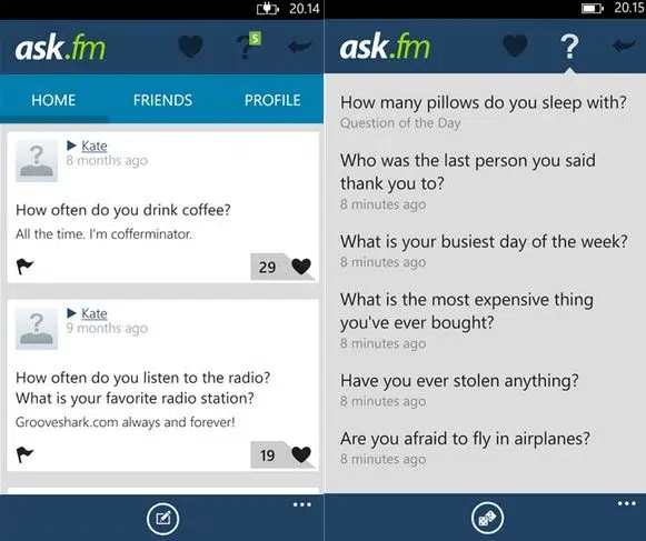 vergeten en oude social media app - ask.fm